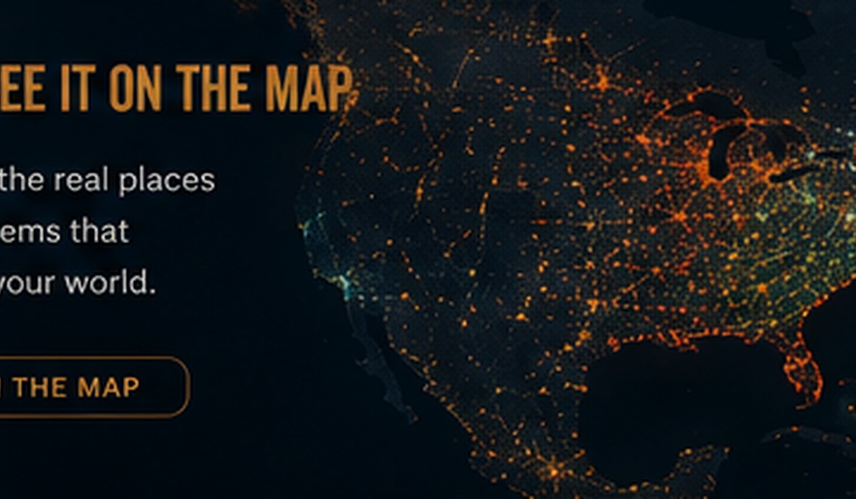 Conceptual nighttime network map of the United States