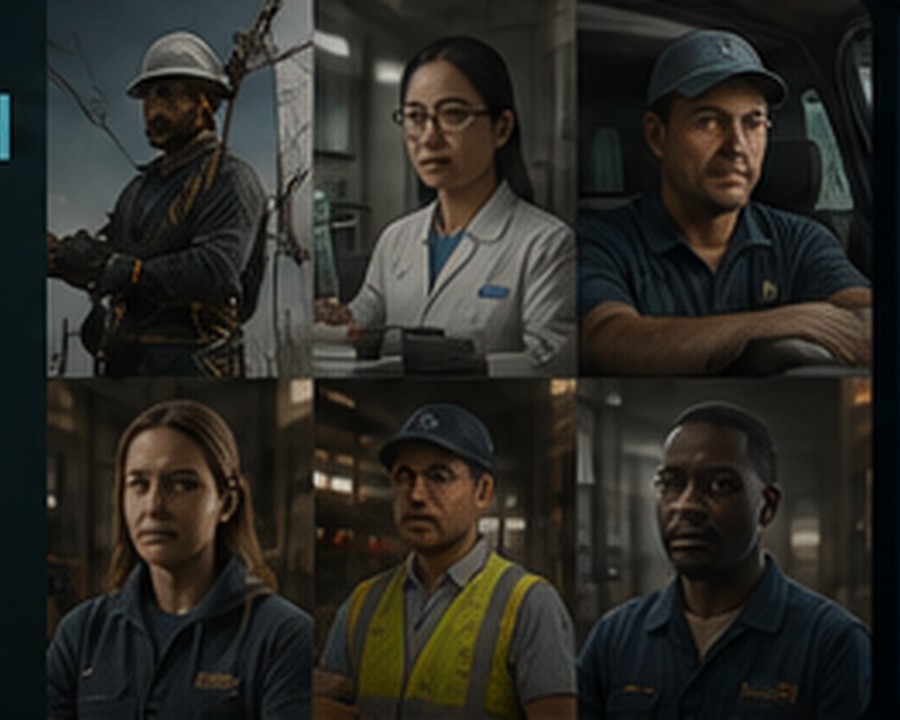 Illustrative portraits representing infrastructure workers
